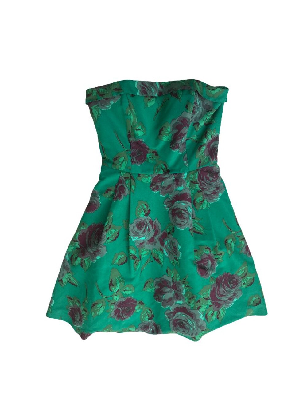 Betsey Johnson green floral print strapless mini dress size 6 - Picture 2 of 5
